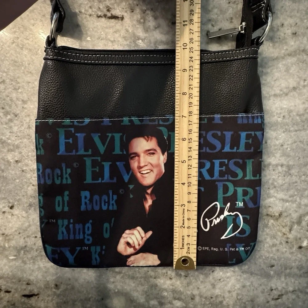 Elvis Presley Crossbody Bag Faux Leather Messenger Purse Black Rock King Graphic